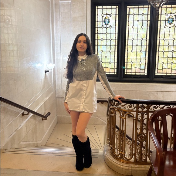 Collared Layered Sweater blouse Top - Picture 7 of 10